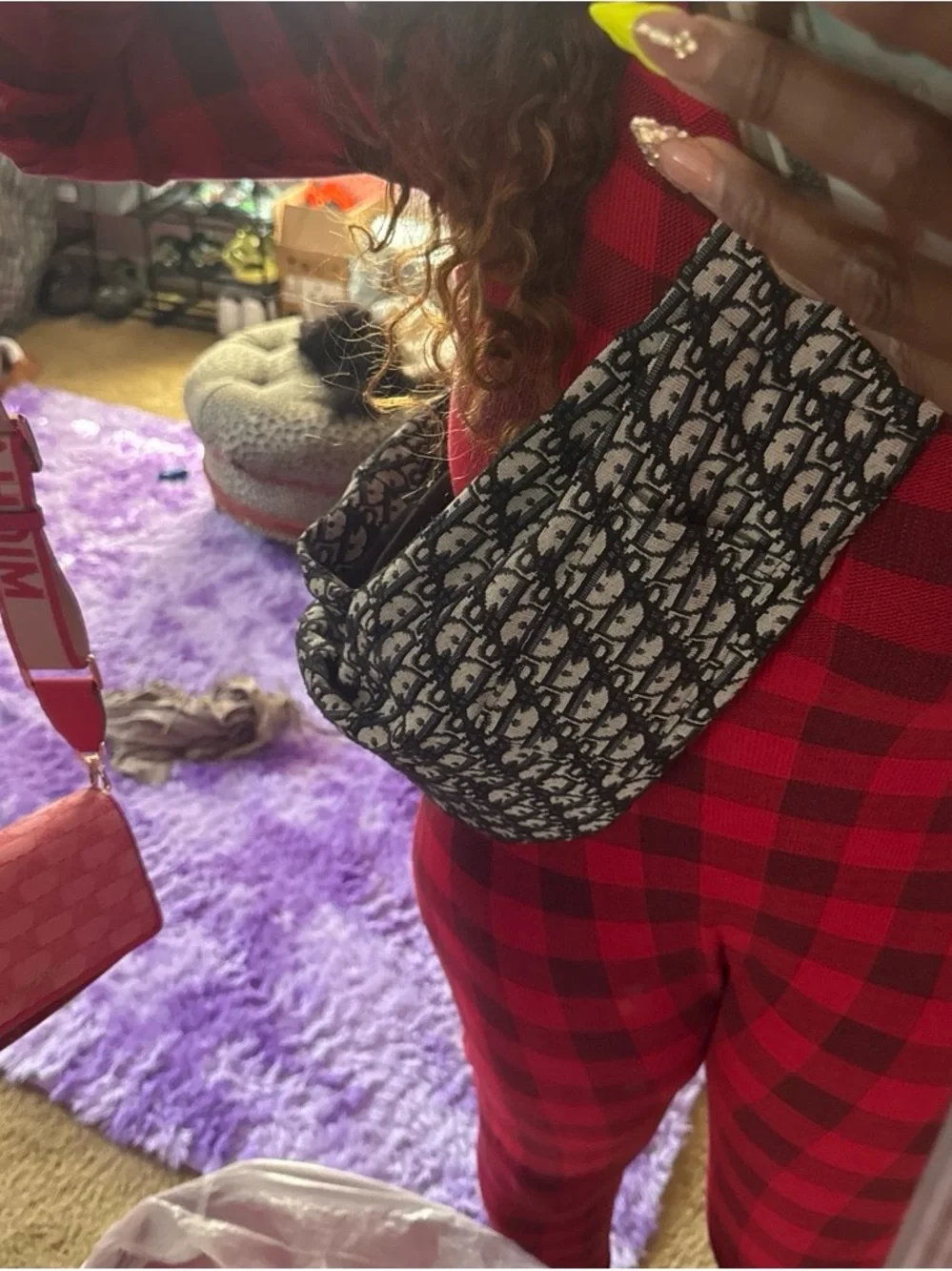 Black & Cream Jacquard pet  Shoulder Bag
